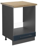 Vicco Herdumbauschrank Fame-Line, Dunkelblau Hochglanz/Anthrazit, 60 cm, AP...