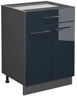 Vicco Unterschrank Fame-Line, Dunkelblau Hochglanz/Anthrazit, 60 cm mit...