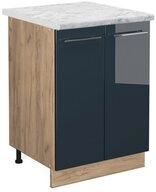 Vicco Unterschrank Fame-Line, Dunkelblau Hochglanz/Goldkraft Eiche, 60 cm, AP...