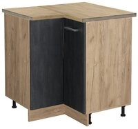 Vicco Eckunterschrank R-Line, Schwarz Beton/Goldkraft Eiche, 75.6 cm AP Eiche...
