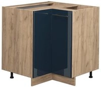Vicco Eckunterschrank Fame-Line, Dunkelblau Hochglanz/Goldkraft Eiche, 80.5 cm...