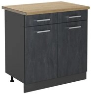 Vicco Unterschrank R-Line, Schwarz Beton/Anthrazit, 80 cm AP Eiche (1-St)