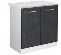 Vicco Unterschrank R-Line, Schwarz Beton/Wei&szlig;, 80 cm AP Marmor (1-St)