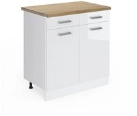 Vicco Unterschrank R-Line, Wei&szlig; Hochglanz/Wei&szlig;, 80 cm AP Eiche (1-St)
