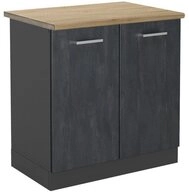 Vicco Unterschrank R-Line, Schwarz Beton/Anthrazit, 80 cm AP Eiche (1-St)