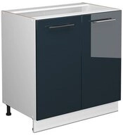 Vicco Unterschrank Fame-Line, Dunkelblau Hochglanz/Wei&szlig;, 80 cm mit Regal, ohne