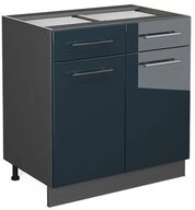 Vicco Unterschrank Fame-Line, Dunkelblau Hochglanz/Anthrazit, 80 cm, AP...