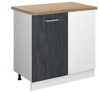 Vicco Eckunterschrank R-Line, Schwarz Beton/Wei&szlig;, 86 cm AP Eiche (1-St)