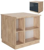 Vicco Unterschrank Fame-Line, Dunkelblau Hochglanz/Goldkraft Eiche, 90 cm mit