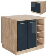 Vicco Unterschrank Fame-Line, Dunkelblau Hochglanz/Goldkraft Eiche, 90 cm ohne
