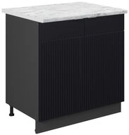 Vicco Unterschrank Fame-Line, Schwarz gestreift/Anthrazit, 80 cm, AP Marmor...
