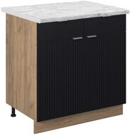 Vicco Unterschrank Fame-Line, Schwarz gestreift/Goldkraft Eiche, 80 cm, AP...