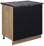 Vicco Unterschrank Fame-Line, Schwarz gestreift/Goldkraft Eiche, 80 cm mit...
