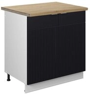 Vicco Unterschrank Fame-Line, Schwarz gestreift/Wei&szlig;, 80 cm, AP Eiche (1-St)