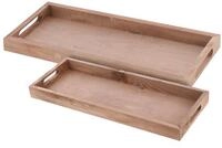 Spetebo Tablett Deko Holztablett natur 2er Set - 50 / 45 cm, Holz, (Set, 2-tlg., 2 x