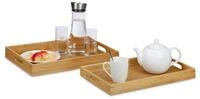 relaxdays Dekotablett Serviertablett 2er-Set Bambus