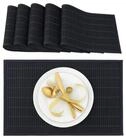 relaxdays Platzset Tischset 6er Set Bambus, (6-St), schwarz