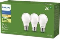 Philips LED-Leuchtmittel UltraEfficient 60W 2700K, E27, 3 St., Warmwei&szlig;