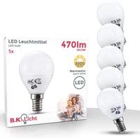 B.K.Licht LED-Leuchtmittel, E14, 5 St., Warmwei&szlig;, LED-Lampe Gl&uuml;hbirne 5 Watt...