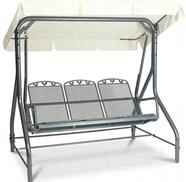 Greemotion Hollywoodschaukel 3-Sitzer Metall Toulouse Gartenschaukel mit Dach grau