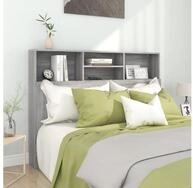 vidaXL Bett, Kopfteil mit Ablagen Grau Sonoma 140x19x103,5 cm