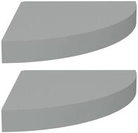 vidaXL Wandregal, Eck-Schweberegale 2 Stk. Grau 25x25x3,8 cm MDF