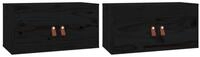 vidaXL Regal Wandschr&auml;nke 2 Stk. Schwarz 60x30x30 cm Massivholz Kiefer, 2-tlg.