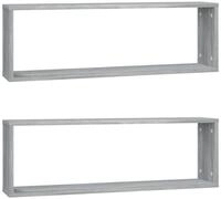 vidaXL Regal Wandregale 2 Stk. Grau Sonoma 80x15x26,5 cm Holzwerkstoff, 2-tlg....