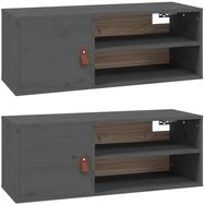 vidaXL Regal Wandschr&auml;nke 2 Stk. Grau 80x30x30 cm Massivholz Kiefer, 2-tlg.