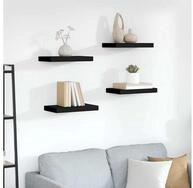 vidaXL Wandregal vidaXL Schweberegale 4 Stk. Schwarz 40x23,5x3,8 cm MDF