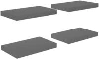 vidaXL Wandregal, Schweberegale 4 Stk. Hochglanz-Grau 40x23x3,8 cm MDF