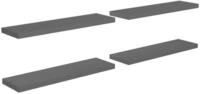 vidaXL Wandregal, Schweberegale 4 Stk. Hochglanz-Grau 90x23,5x3,8 cm MDF