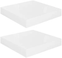vidaXL Wandregal, Schweberegale 2 Stk. Hochglanz-Wei&szlig; 23x23,5x3,8 cm MDF
