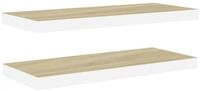 vidaXL Wandregal, Schweberegale 2 Stk. Eichen-Optik und Wei&szlig; 60x23,5x3,8 cm MDF