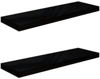vidaXL Wandregal, Schweberegale 2 Stk. Hochglanz-Schwarz 80x23,5x3,8 cm MDF