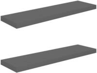 vidaXL Wandregal, Schweberegale 2 Stk. Hochglanz-Grau 90x23,5x3,8 cm MDF