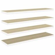 vidaXL Wandregal, Schweberegale 4 Stk. Eichen-Optik und Wei&szlig; 120x23,5x3,8 cm...