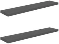 vidaXL Wandregal, Schweberegale 2 Stk. Hochglanz-Grau 120x23,5x3,8 cm MDF