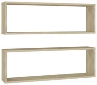 vidaXL Wandregal, W&uuml;rfelregale 2 Stk. Sonoma-Eiche 80x15x26,5 cm Holzwerkstoff
