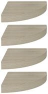 vidaXL Wandregal, Eck-Schweberegale 4 Stk. Eichen-Optik 25x25x3,8 cm MDF