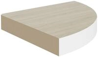 vidaXL Wandregal, Eck-Schweberegal Eichen-Optik und Wei&szlig; 25x25x3,8 cm MDF