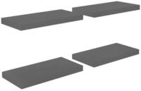 vidaXL Wandregal, Schweberegale 4 Stk. Hochglanz-Grau 50x23x3,8 cm MDF