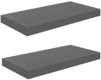 vidaXL Wandregal, Schweberegale 2 Stk. Hochglanz-Grau 50x23x3,8 cm MDF