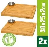 DuneDesign Schneidebrett 2er Set Bambus Servierbrett - 30x25 Brett mit...