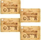 DuneDesign Schneidebrett 4er Set - 33x23 Bambus Steakbrett mit Saftrille &...