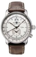 ZEPPELIN Fliegeruhr 100Jahre Dual Time Herrenuhr Lederband 42 mm 7640-1, Made in