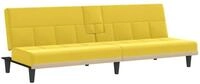 vidaXL Sofa Schlafsofa mit Getr&auml;nkehaltern Hellgelb Stoff, 1 Teile
