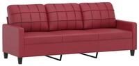 vidaXL Sofa, 3-Sitzer-Sofa Weinrot 180 cm Kunstleder