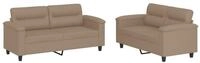 vidaXL Sofa 2-tlg. Sofagarnitur mit Kissen Cappuccino-Braun Kunstleder