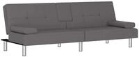 vidaXL Schlafsofa, Sofa mit Getr&auml;nkehaltern Grau Kunstleder